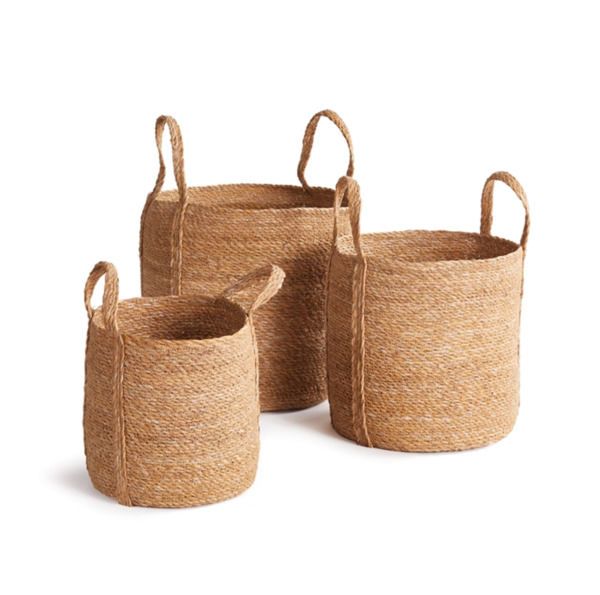 Seagrass Round Baskets W/ Long Handles St/3 image 1