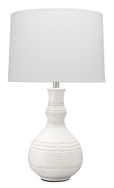 Product Image 1 for Droplet Table Lamp in White Ceramic with Cone Shade in White Linen from Jamie Young