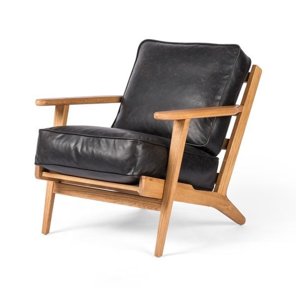 Product Image 5 for Brooks Rialto Ebony Leather Lounge Chair from Four Hands