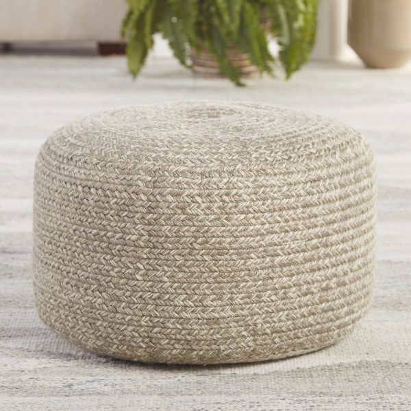 Product Image 1 for Vibe By Santa Rosa Indoor/ Outdoor Solid Gray/ Cream Cylinder Pouf from Jaipur 
