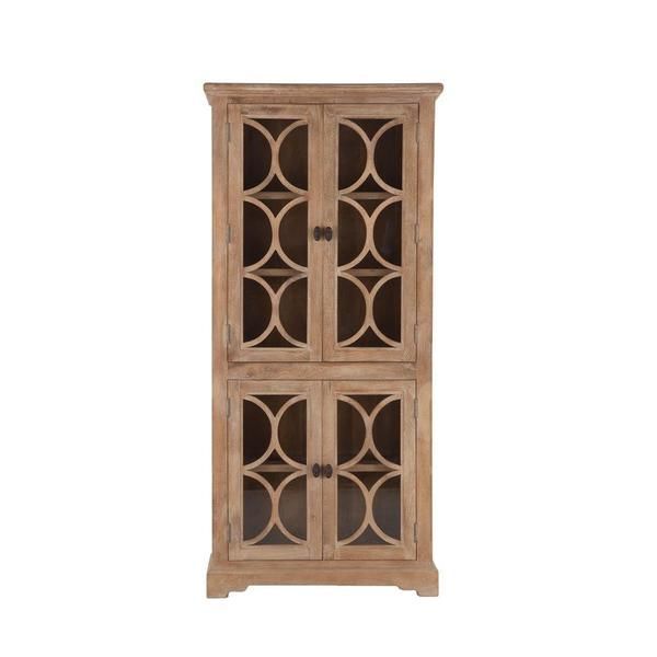 Product Image 3 for Pengrove 38 Inch Wide Mango Wood Cabinet With Carved Lattice Work Doors from World Interiors