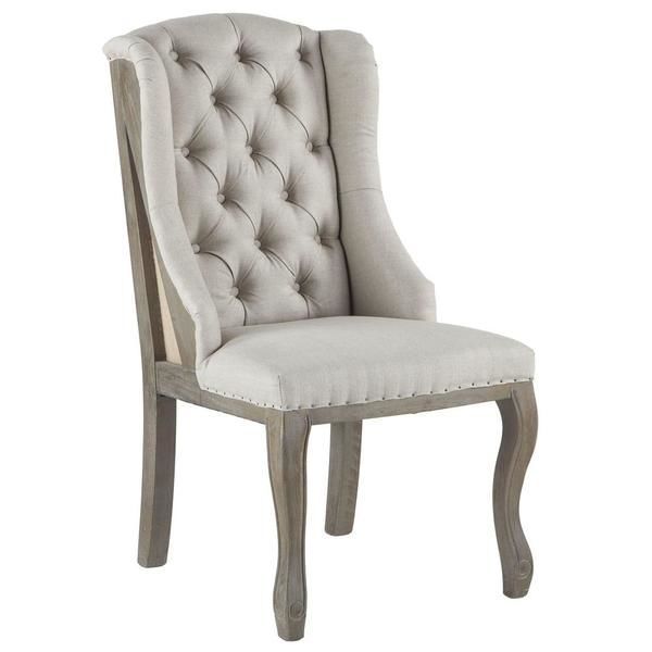 Product Image 1 for Portia Off White Tufted Linen Dining Chair from World Interiors