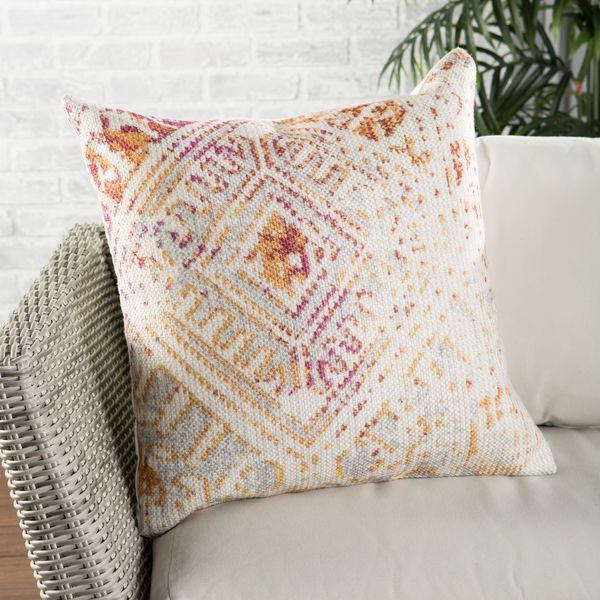 Siva Indoor/ Outdoor Tribal Pink/ Gold Throw Pillow 22 inch by Nikki Chu image 2