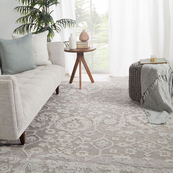 Product Image 3 for Ayres Hand-Knotted Floral Taupe/ Gray Rug from Jaipur 