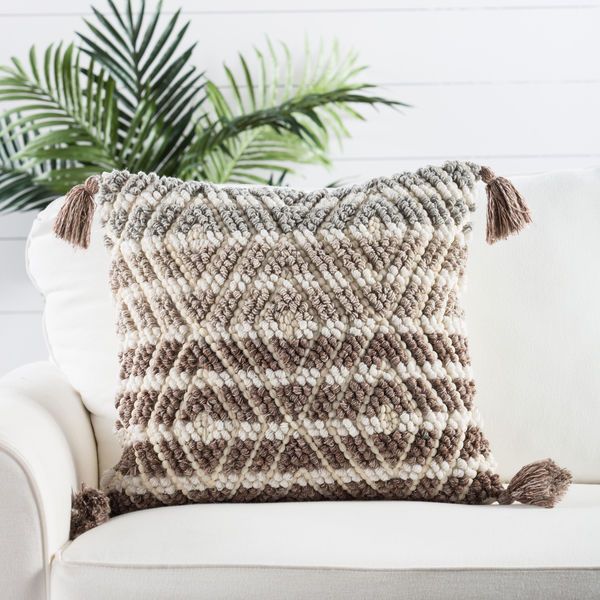 Product Image 2 for Agave Gray/ Brown Geometric  Throw Pillow 20 inch by Nikki Chu from Jaipur 