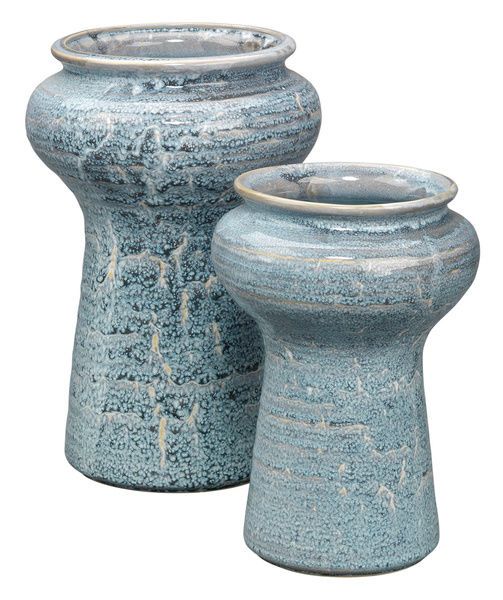 Snorkel Vases in Blue Reactive Glaze (Set of 2) image 1