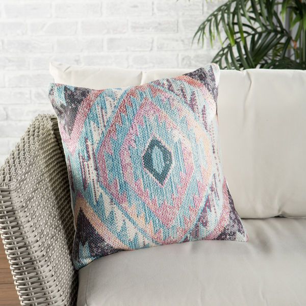 Sinai Indoor/ Outdoor Tribal Blue/ Multicolor Throw Pillow 18 inch by Nikki Chu image 4