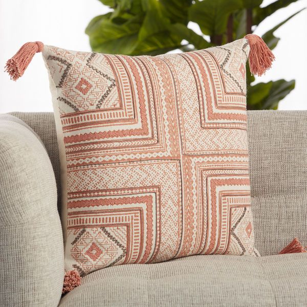 Product Image 2 for Saskia Pink/ Cream Tribal Polyester Throw Pillow from Jaipur 