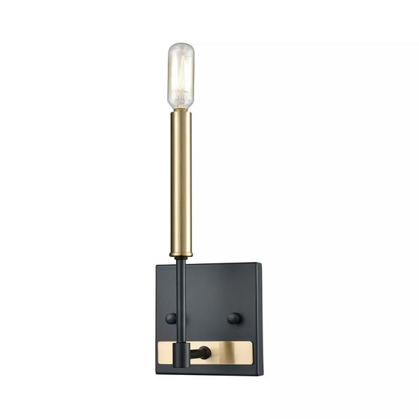 Livingston 1 Light Vanity Lamp In Matte Black And Satin Brass image 1