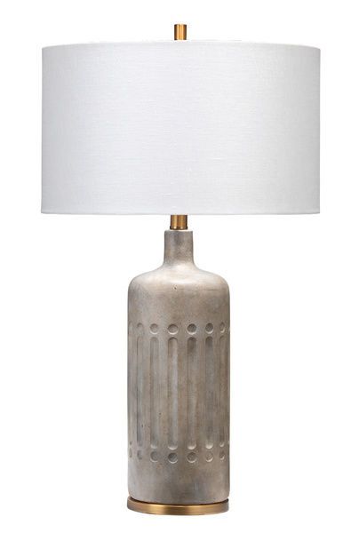 Annex Table Lamp in Grey Cement & Antique Brass Metal image 1