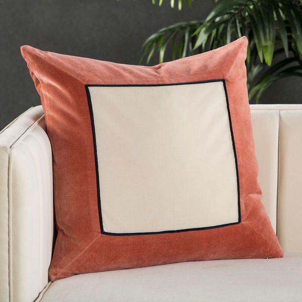 Hendrix Border Pink/ Cream Throw Pillow image 5