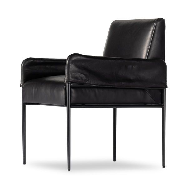 Product Image 3 for Brickel Black Leather Dining Armchair from Four Hands