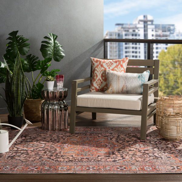Product Image 4 for Chariot Indoor / Outdoor Medallion Orange / Dark Gray Area Rug from Jaipur 