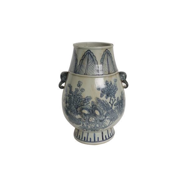 Product Image 1 for Blue & White Porcelain Pheasant Flower Jar With Elephant Nose Handle from Legend of Asia