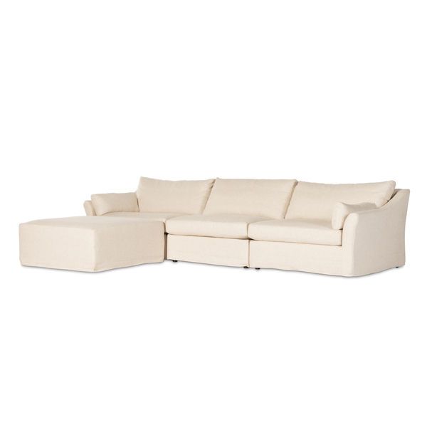 Product Image 1 for Delray 3 Piece Slipcover Sectional With Ottoman from Four Hands