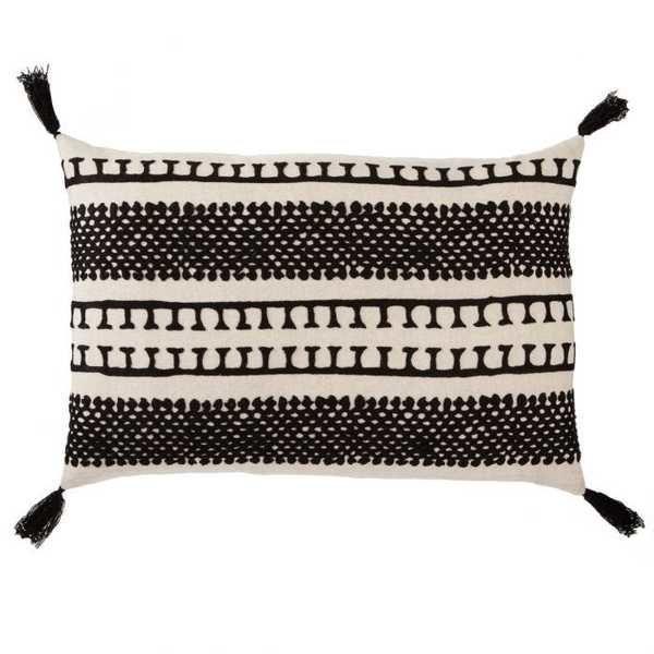 Fala Cream/ Black Geometric Throw Pillow 16X24 inch by Nikki Chu image 1