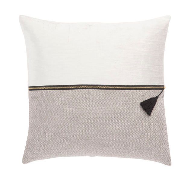 Product Image 1 for Kirat White/ Light Gray Textured  Throw Pillow 22 inch by Nikki Chu from Jaipur 