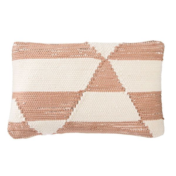 Otway Cream/ Pink Geometric  Throw Pillow 16X24 inch by Nikki Chu image 2