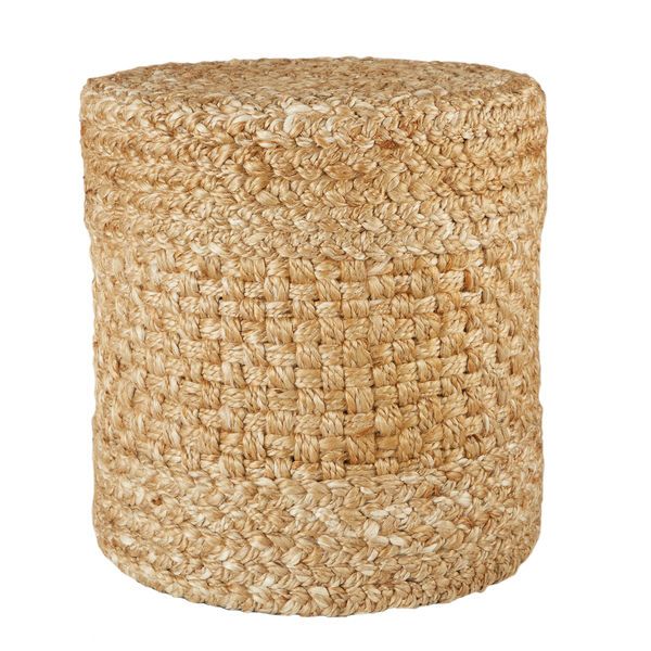 Sauton Natural Beige/ White Tall Cylinder Pouf image 1