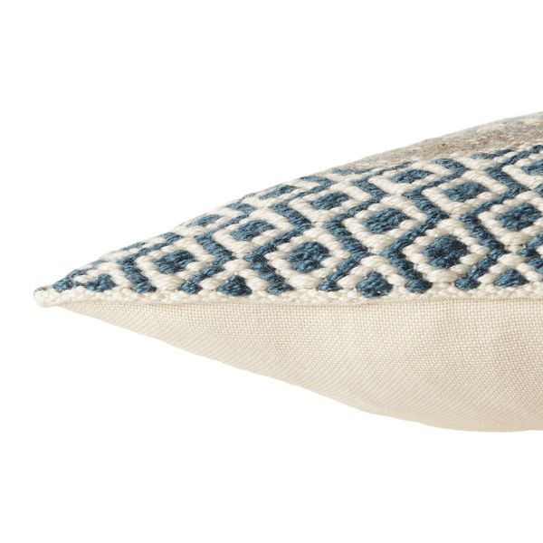 Fleeta Geometric Blue/ Gold Indoor/ Outdoor Lumbar Pillow image 3