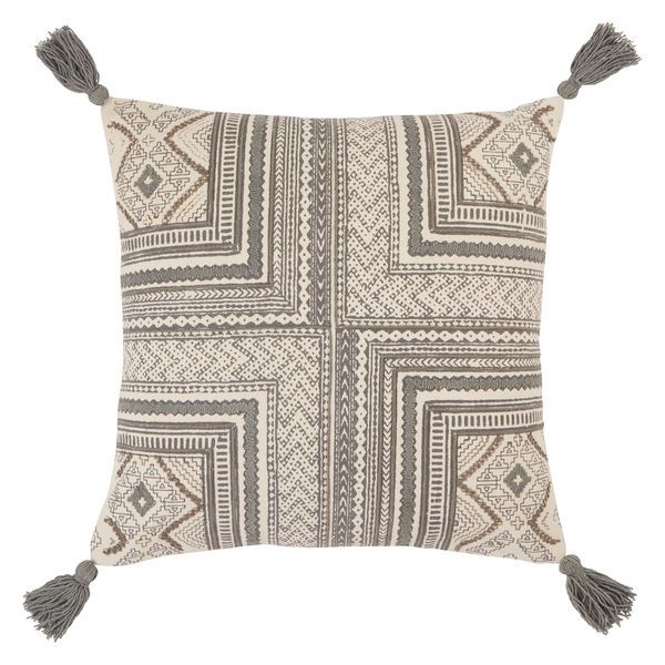 Product Image 1 for Saskia Gray/ Cream Tribal Polyester Throw Pillow from Jaipur 