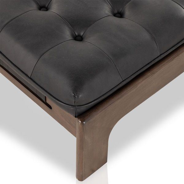 Product Image 3 for Halston Top Grain Leather Cocktail Ottoman - Heirloom Black from Four Hands