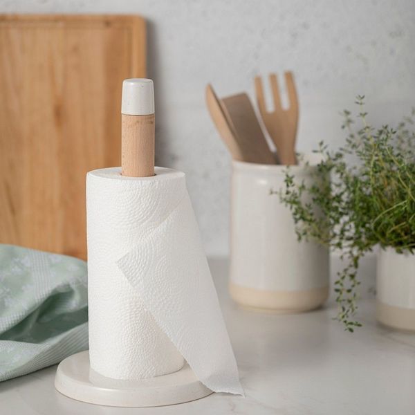 Product Image 2 for Fattoria Ceramic Stoneware and Beech Paper Towel Holder from Casafina