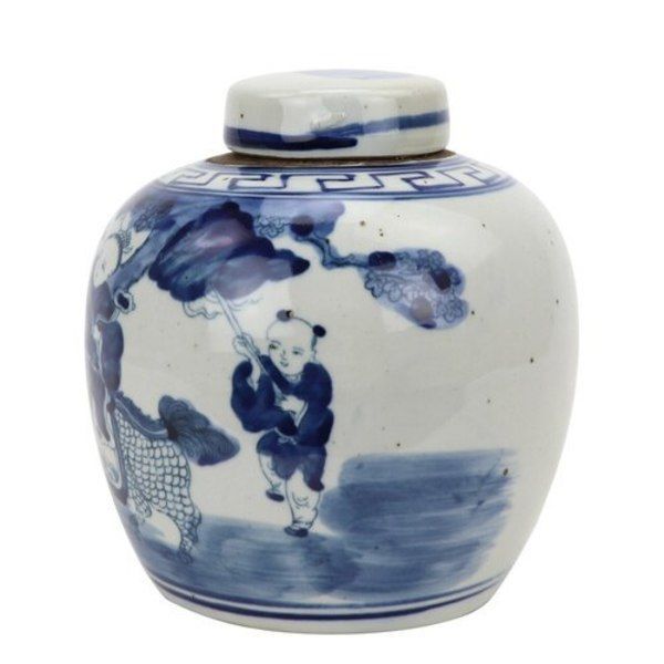 Blue & White Mini Jar Boys With Kirin image 2