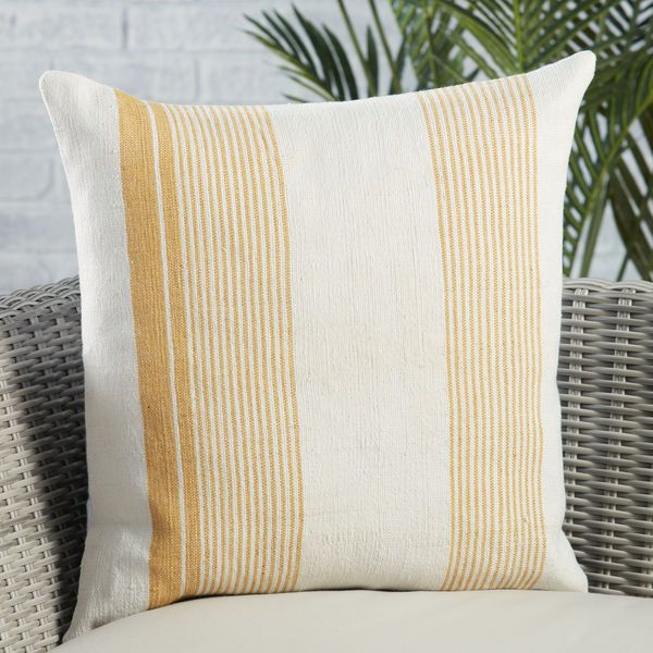 Product Image 1 for Parque Indoor/ Outdoor Gold/ Ivory Striped Pillow from Jaipur 