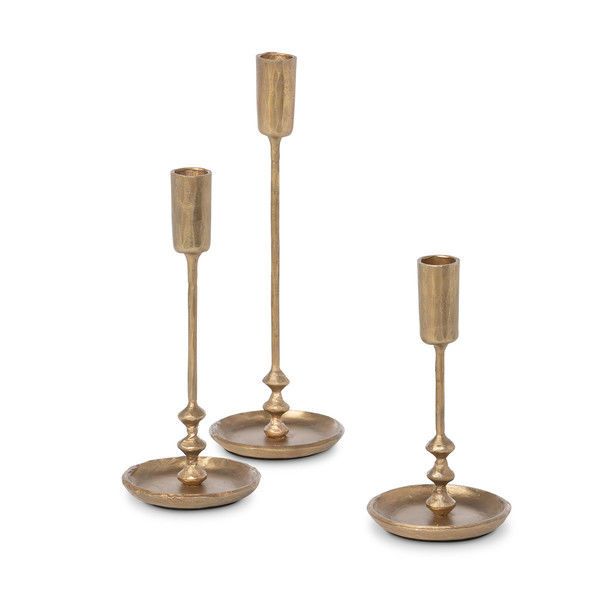 Product Image 1 for Antique Gold Taper Decorative Candle Holders, Set of 3 from Park Hill Collection