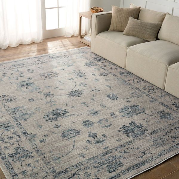 Product Image 5 for Adelaide Updated Traditional Floral Blue/ Gray Rug - 18" Swatch from Jaipur 