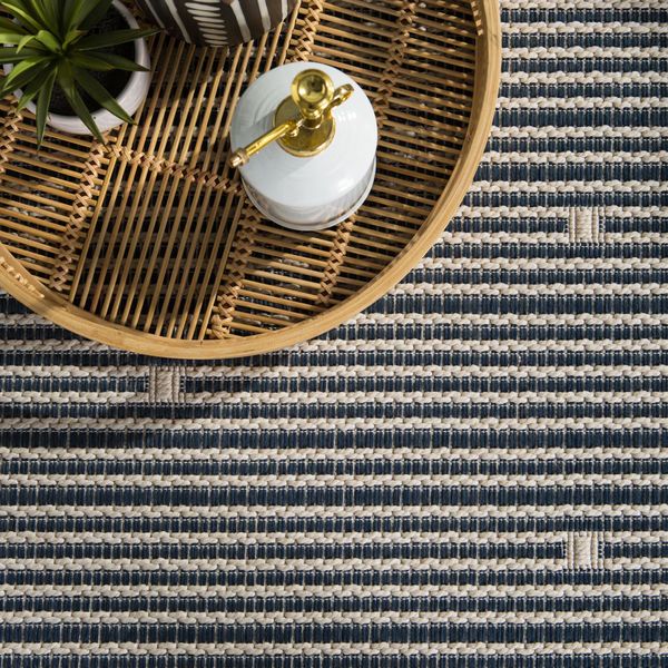 Belvidere Indoor / Outdoor Geometric Dark Blue / Cream Area Rug