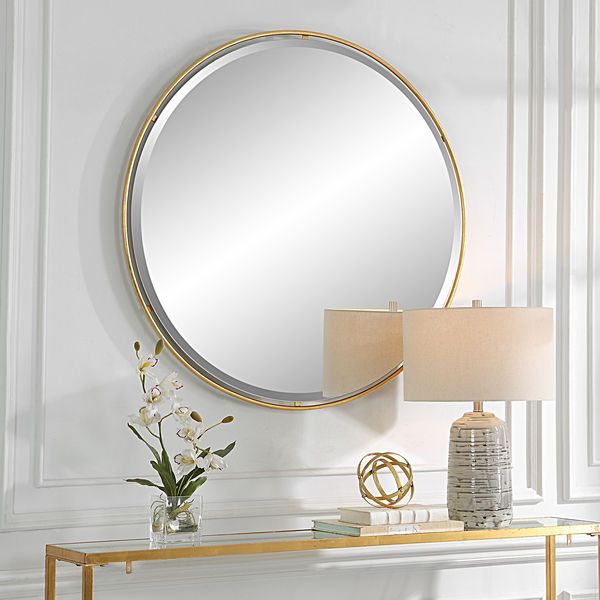 Product Image 3 for Canillo Gold Leaf Beveled Round Mirror from Uttermost