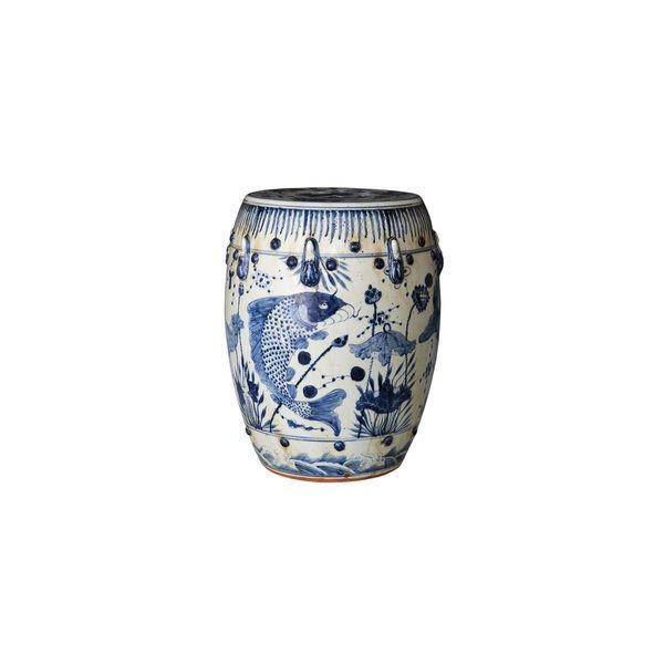 Product Image 1 for Blue & White Garden Stool Fish Motif from Legend of Asia