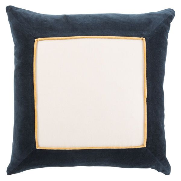 Hendrix Border Navy/ Cream Throw Pillow image 3
