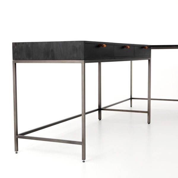 Product Image 4 for Trey Desk System With Filing Credenza - Black Wash Poplar from Four Hands