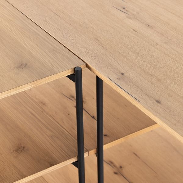 Eaton Oak and Iron Modular Desk with Open Shelving Unit