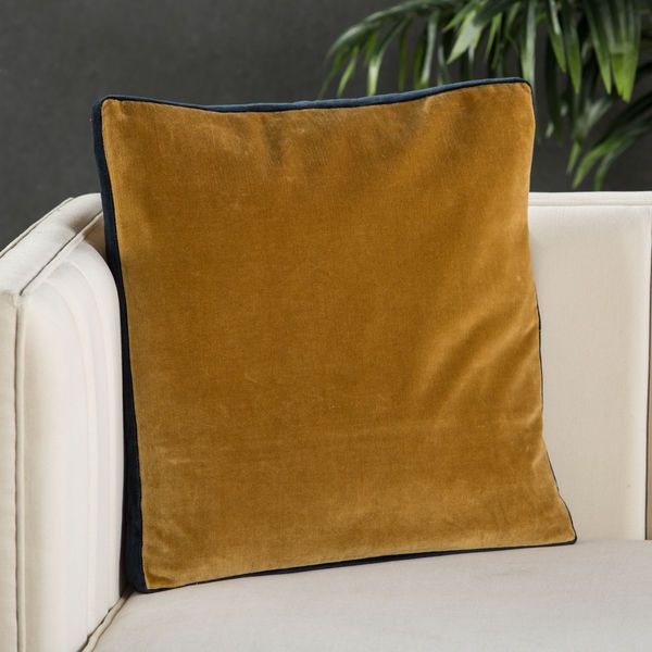 Bryn Solid Gold/ Navy Throw Pillow image 3