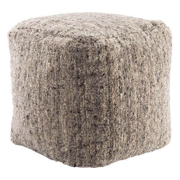 Sherwood Solid Gray/ Beige Cube Pouf image 2