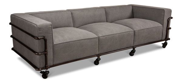 Product Image 2 for Belgium Industrial Grey Canvas Sofa from Sarreid Ltd.