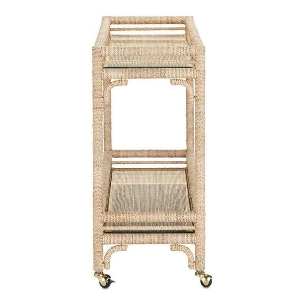 Product Image 4 for Olisa Woven Rope and Glass Coastal Bar Cart from Currey & Company