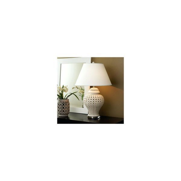 White Lattice Ginger Jar Lamp image 1