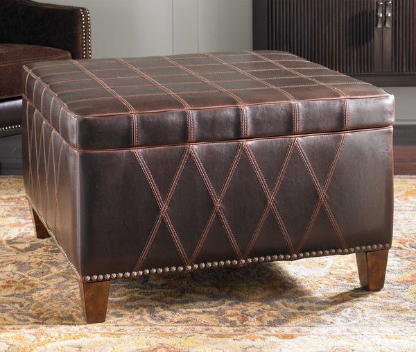 Product Image 1 for Uttermost Wattley Double Stitched Storage Ottoman from Uttermost