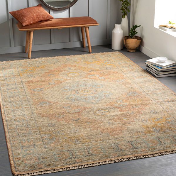 Product Image 3 for Nirvana Hand-Knotted Dusty Coral / Mustard Rug - 2' x 3' from Surya
