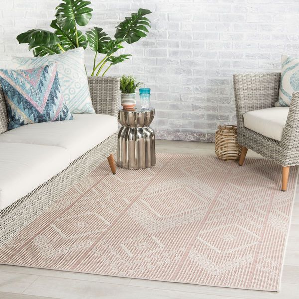 Product Image 7 for Shiloh Indoor / Outdoor Tribal Light Pink / Cream Area Rug from Jaipur 