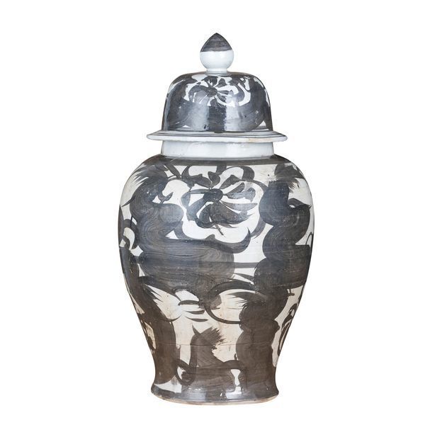 Black Porcelain Silla Flower Temple Jar image 1