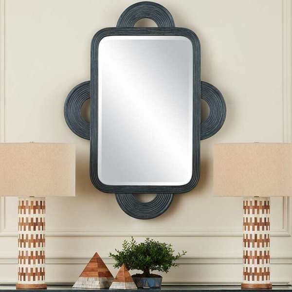 Product Image 4 for Santos Navy Rattan Rectangular Mirror from Currey & Company