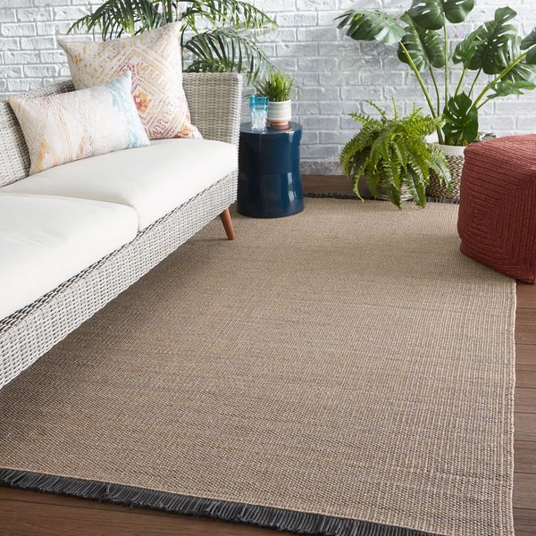 Product Image 1 for Savvy Indoor/ Outdoor Solid Tan/ Black Rug from Jaipur 