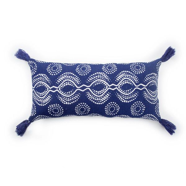 Product Image 1 for Satin Blue/ White Graphic  Throw Pillow 10X21 inch by Nikki Chu from Jaipur 