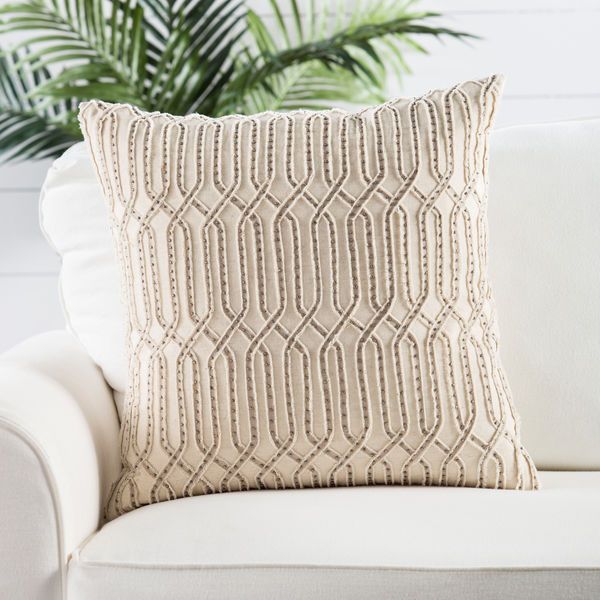 Product Image 2 for Pisano Ivory/ Tan Trellis  Throw Pillow 20 inch from Jaipur 